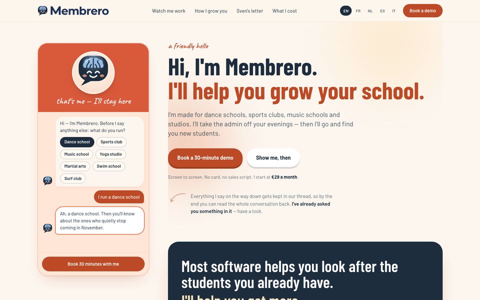 Homepage van Membrero